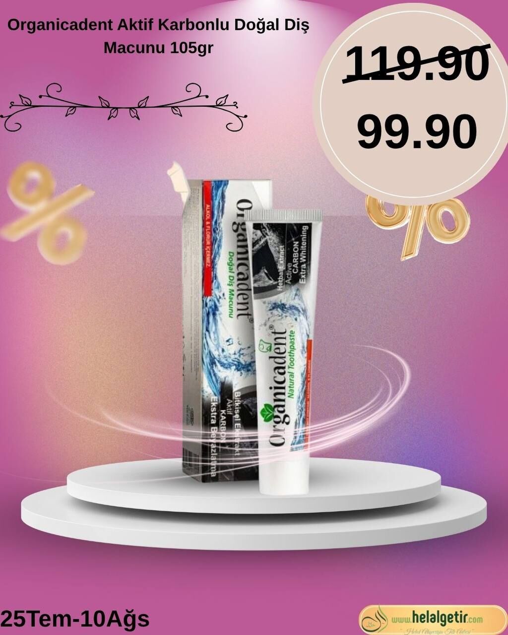 Organicadent Aktif Karbonlu Doğal Diş Macunu 105gr