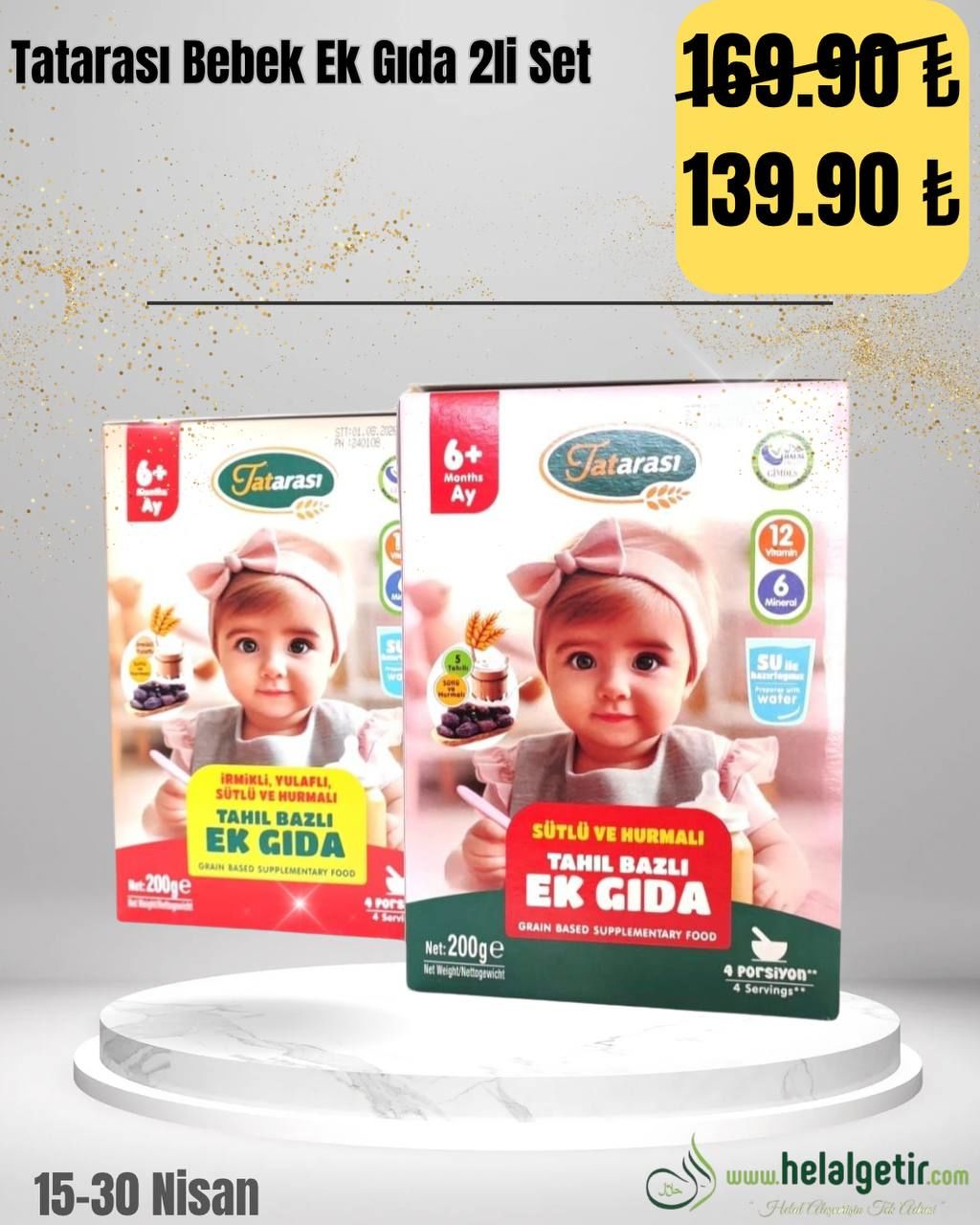 Tatarası İrmikli Yulaflı Sütlü Hurmalı Ek Gıda 200gr*2li Set
