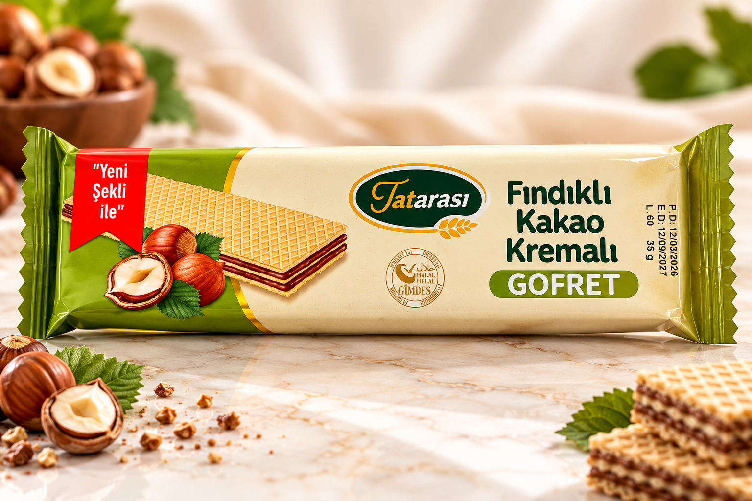 Tatarası Fındıklı Kakao Kremalı Gofret 35gr