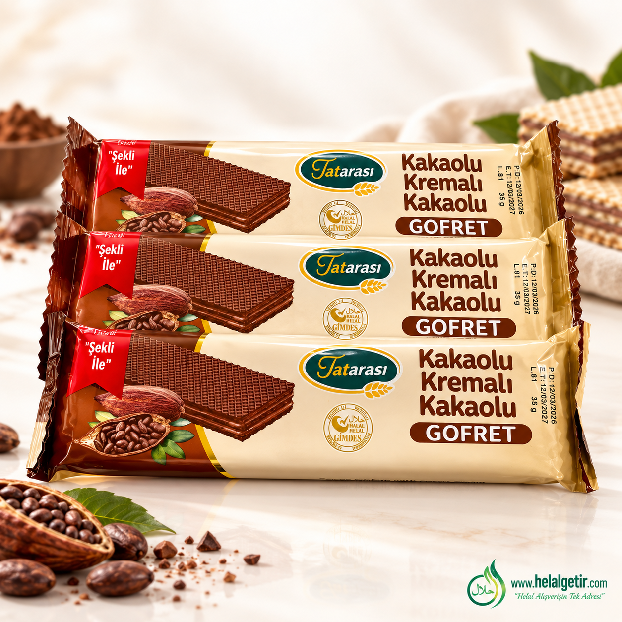 Tatarası Kakao Kremalı Gofret 35gr 3lü Set