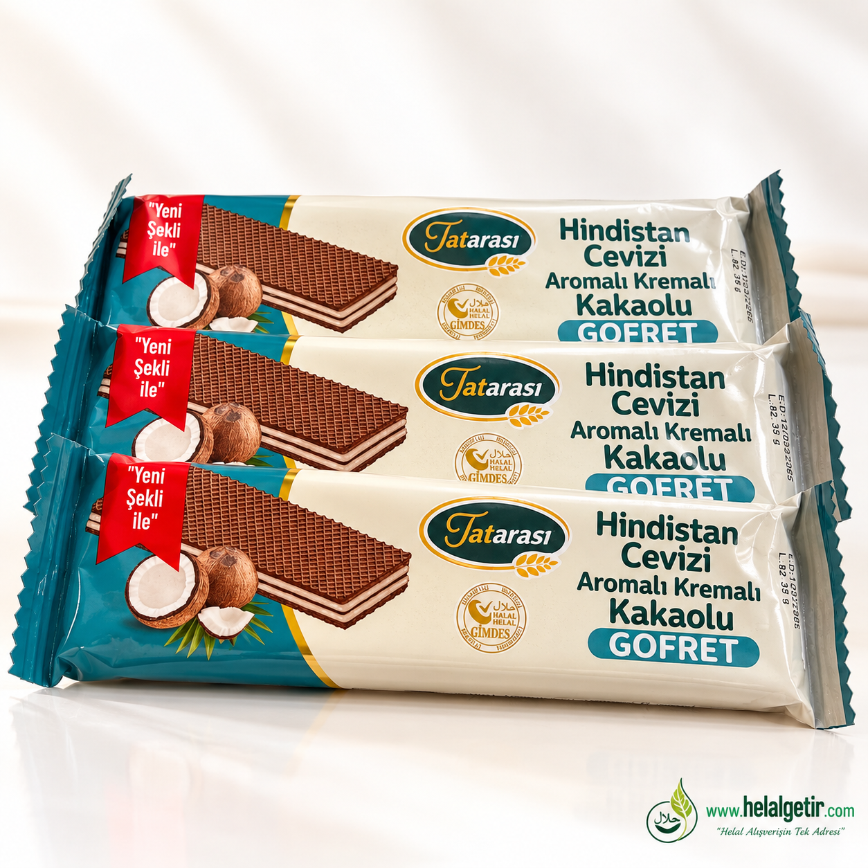 Tatarası Hindistan Cevizi Kakao Kremalı Gofret 35gr 3lü Set