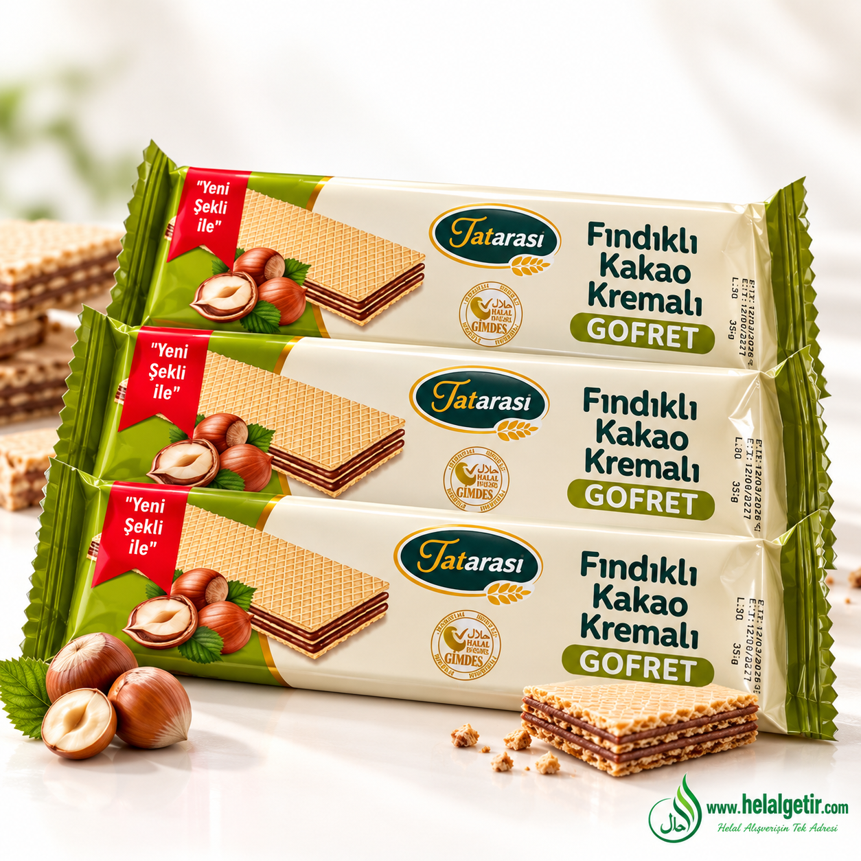 Tatarası Fındıklı Kakao Kremalı Gofret 35gr 3lü Set