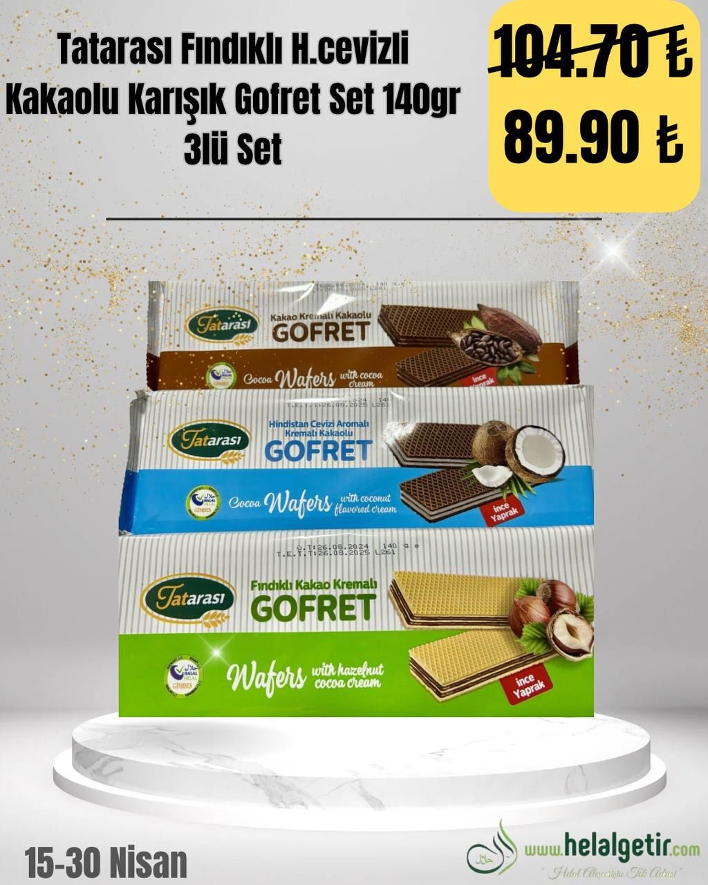 Tatarası Fındıklı H.cevizli Kakaolu Karışık Gofret Set 140gr 3lü Set