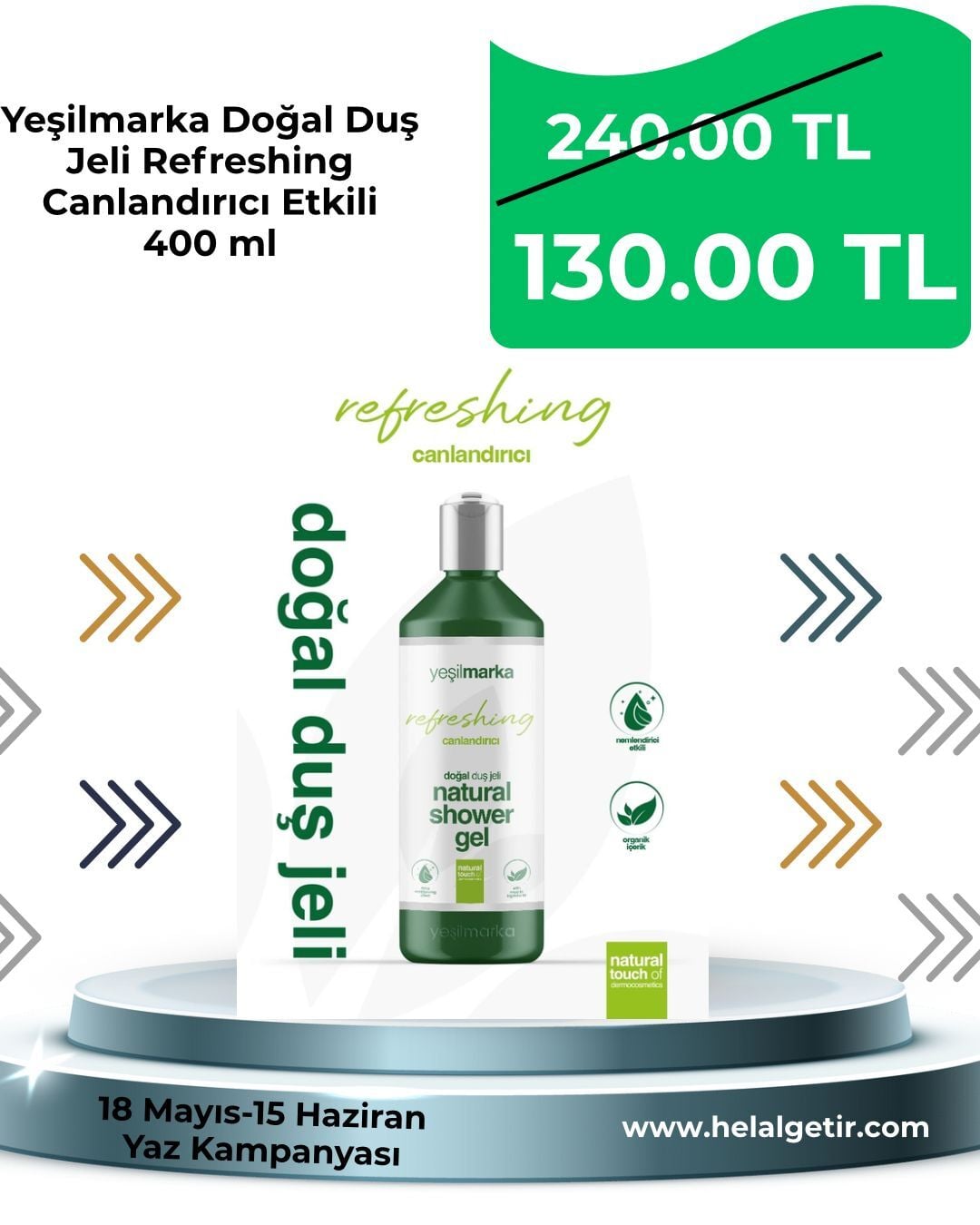 Yeşilmarka Doğal Duş Jeli Refreshing Canlandırıcı Etkili 400 ml