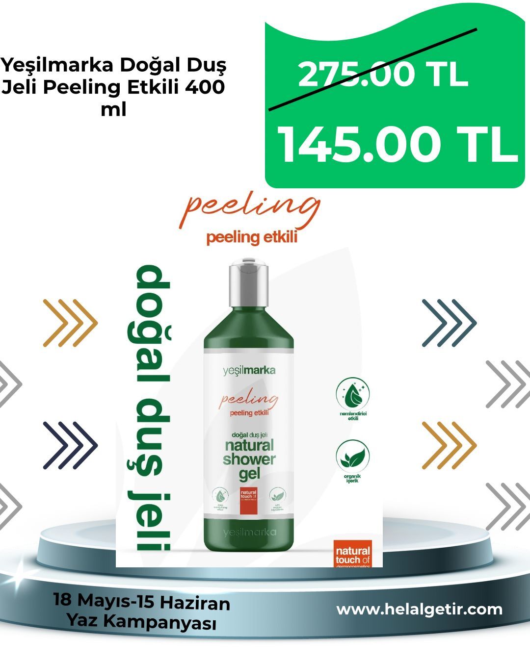 Yeşilmarka Doğal Duş Jeli Peeling Etkili 400 ml