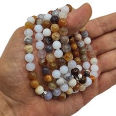 8 MM Küre Kesim Türkiye Yerli Kalsedon Taşı Doğal Taş Bileklik  -103