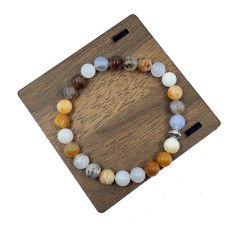 8 MM Küre Kesim Türkiye Yerli Kalsedon Taşı Doğal Taş Bileklik  -103