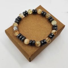 8 MM Doğal Sitrin Taşı Bileklik -124