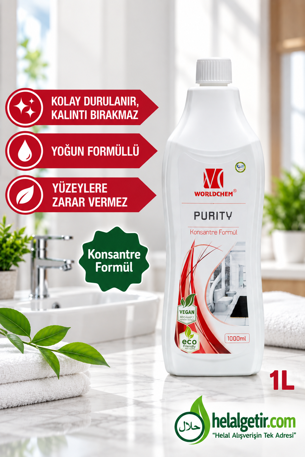 Worldchem Bitkisel Banyo Tuvalet Temizleyici Konsantre 1000 ml