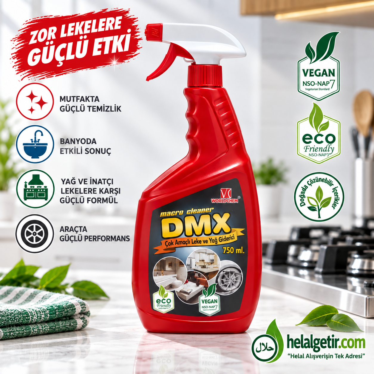 Worldchem DMX Makro Cleaner Bitkisel Çok Amaçlı Leke ve Yağ Giderici 750 ml
