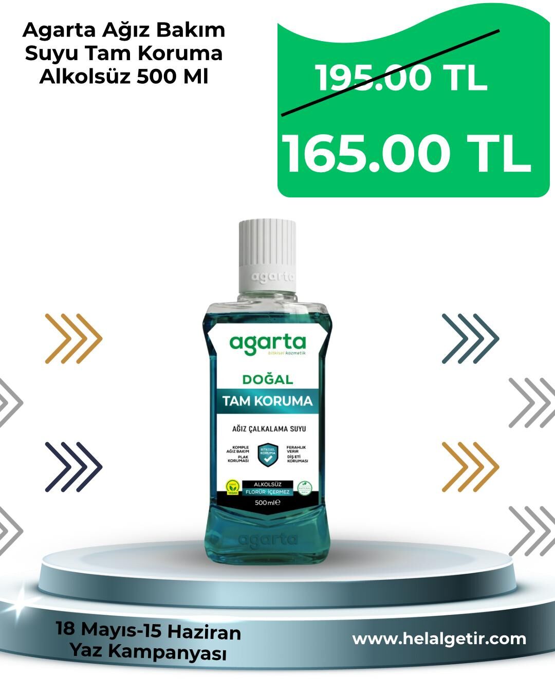 Agarta Ağız Bakım Suyu Tam Koruma Alkolsüz 500 Ml